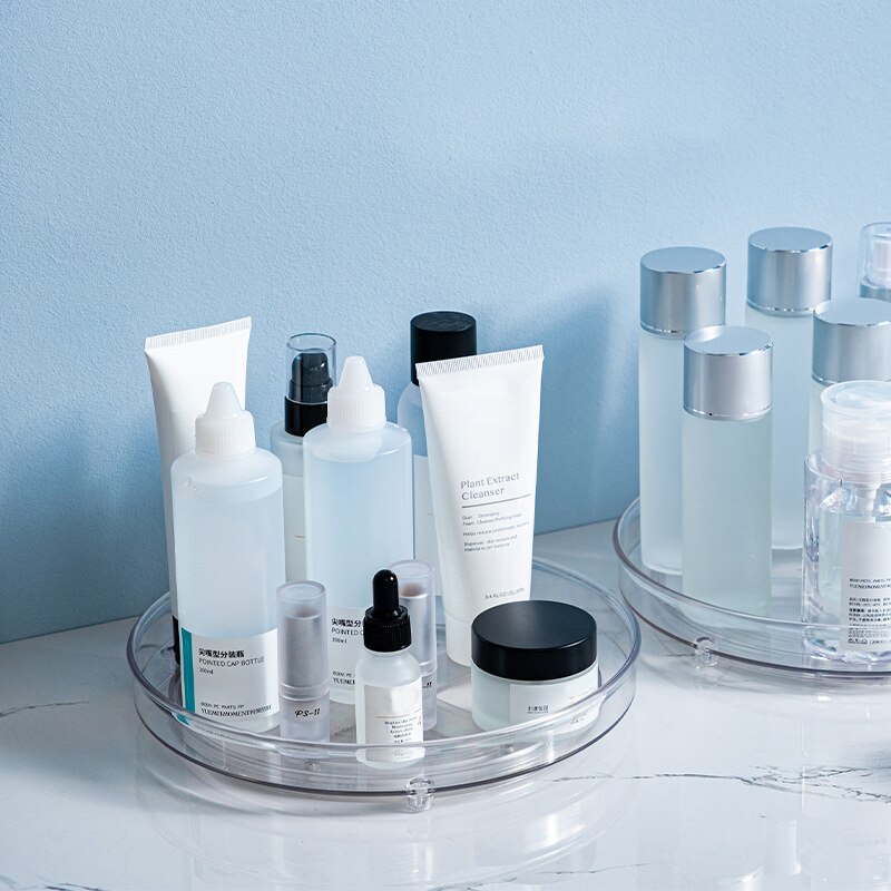 Round Rotating Condiments Storage Rack Double-Layer Condiments Turntable Spice Container Kitchen Supplies Organizer Storage Rack