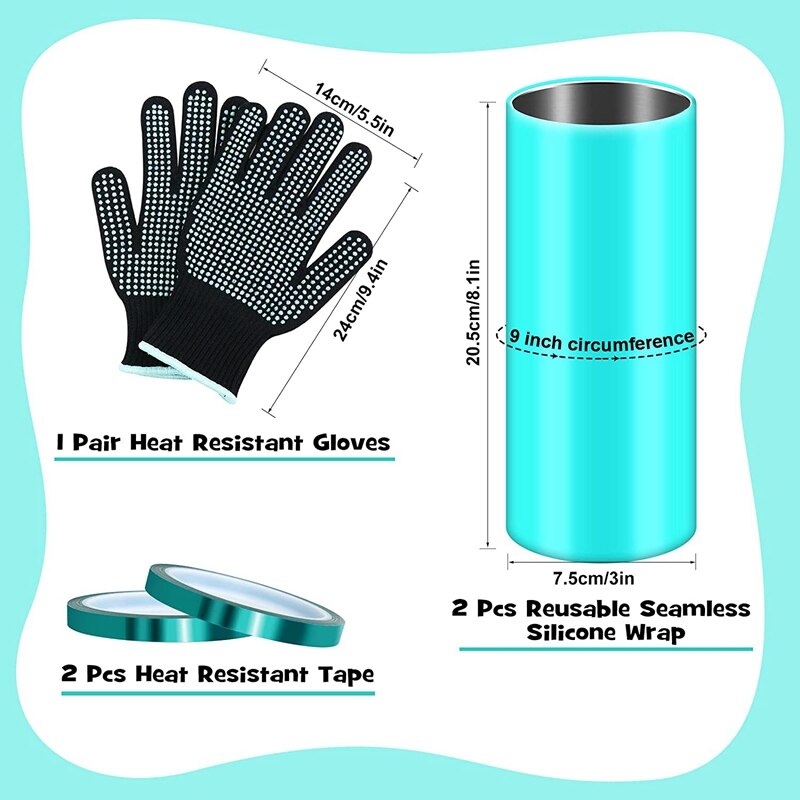 Silicone Wraps for Seamless Sublimation Tumblers 20Oz Silicone Sublimation for Straight Blanks Cup with Gloves