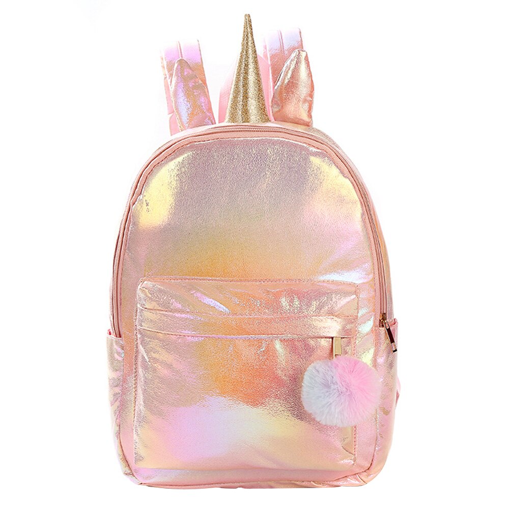 Elegante Mochila Unicórnio Moda Portátil Ombro Saco Saco De Armazenamento Colorido Brilhante Mochila para Meninas Da Escola: Rosa