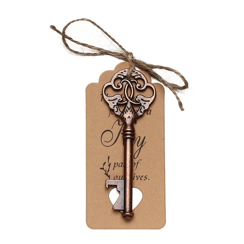 1PC Retro Key Shaped Bottle Opener Wine Keychain Souvenir Card Label Pendant Beer Opener Wedding Party Kitchen Accessories