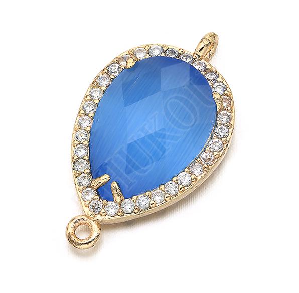 14*23mm Messing Zirconia Waterdruppels vorm Connectors DIY Sieraden Bevindingen Maken, Gat: 1.0mm Model: VS297: color