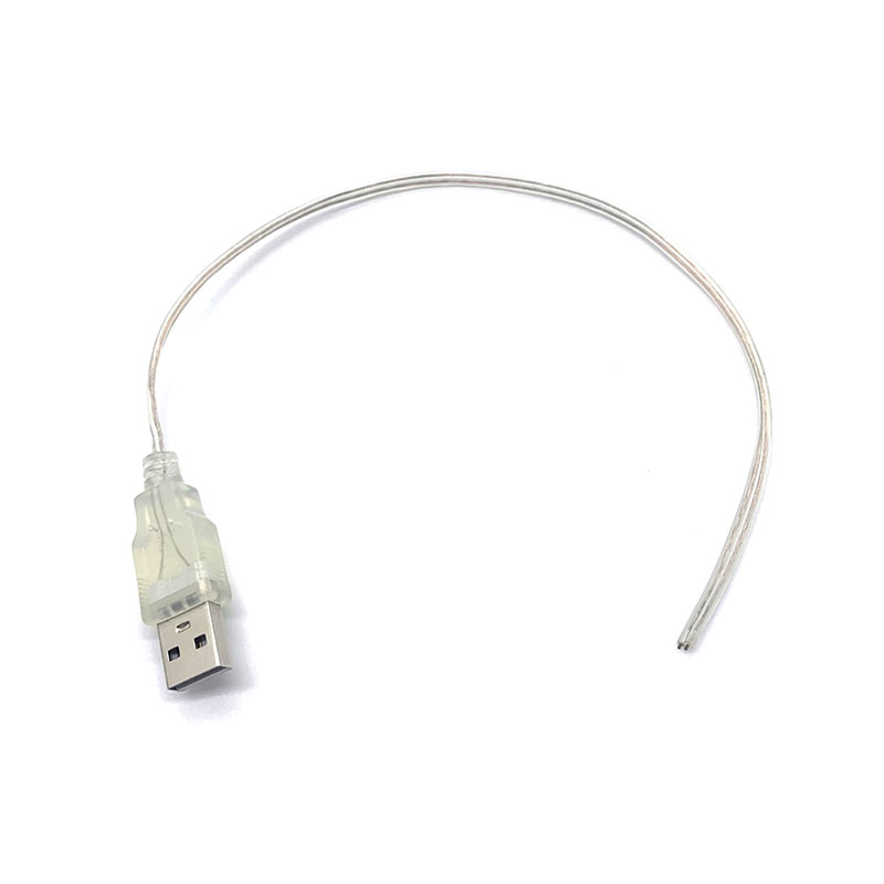 0.3m 1m 5V USB 2.0 Voeding Kabel 2Pin Type A Stekker Vrouwelijke Jack 26awg witte Oplader transparant Koord Verlengdraad L1
