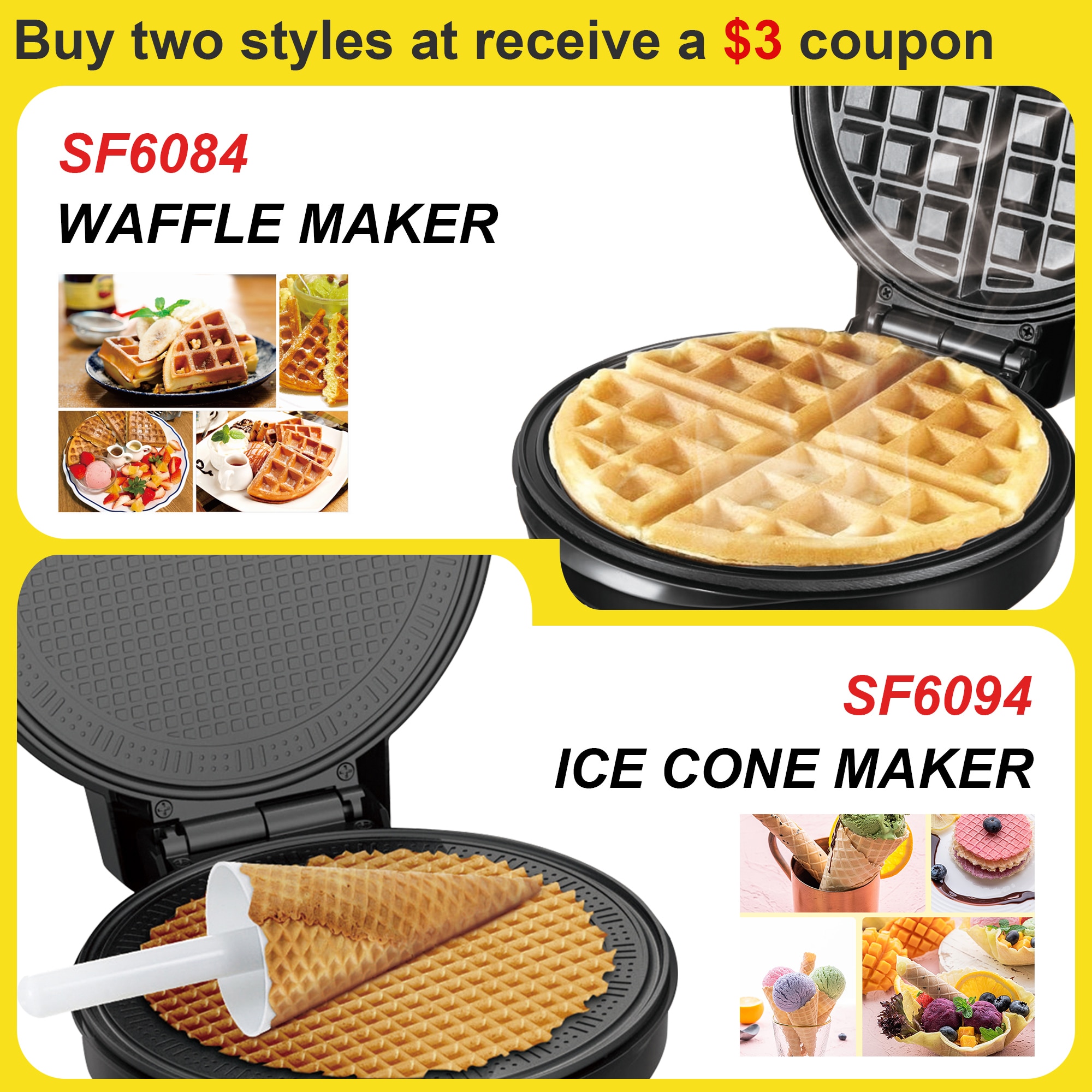 1000W Electric Waffles Maker Sandwich Maker Walnut Cake Maker Waffel Maker Machine Panini Bubble Breakfast Machine 220V Sonifer
