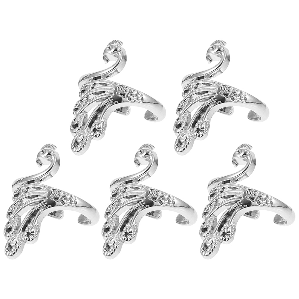 5pcs Knitting Loop Rings Multi-purpose Rings Practical Crochet Rings: Silver