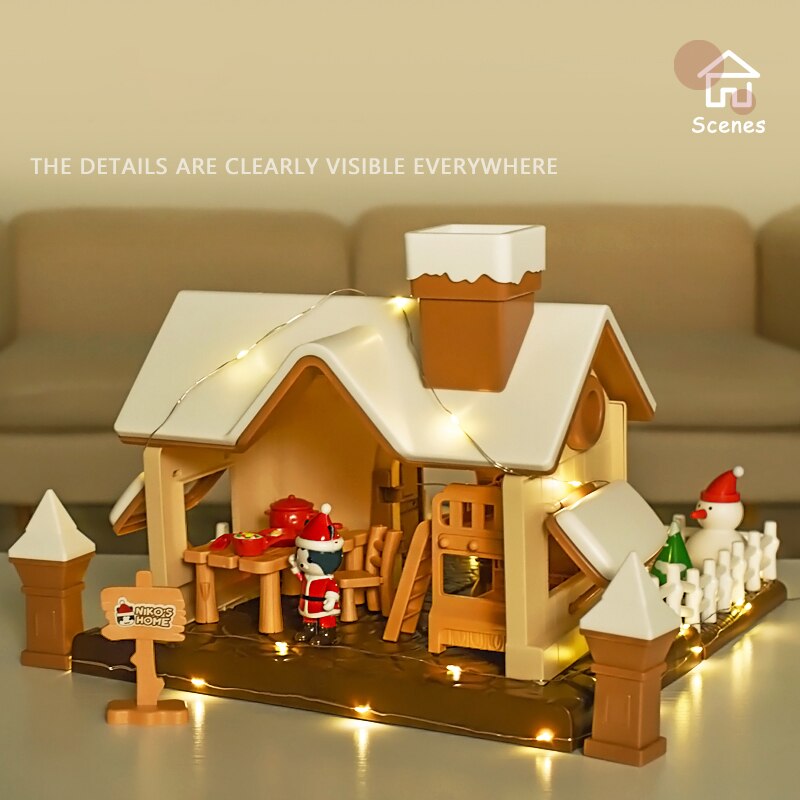 Forest Family House Simulation Snow 1:12 Dollhouse Christmas DIY House Villa Model Animals Birthday Toys for Girls