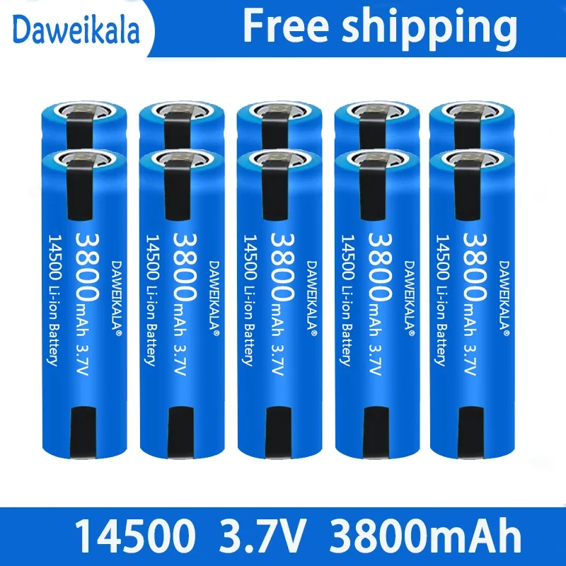 14500 battery 3.7V AA 3800mah lithium ion battery, with welding, for electric toothbrush, razor, barber rechargeable battery: Blue