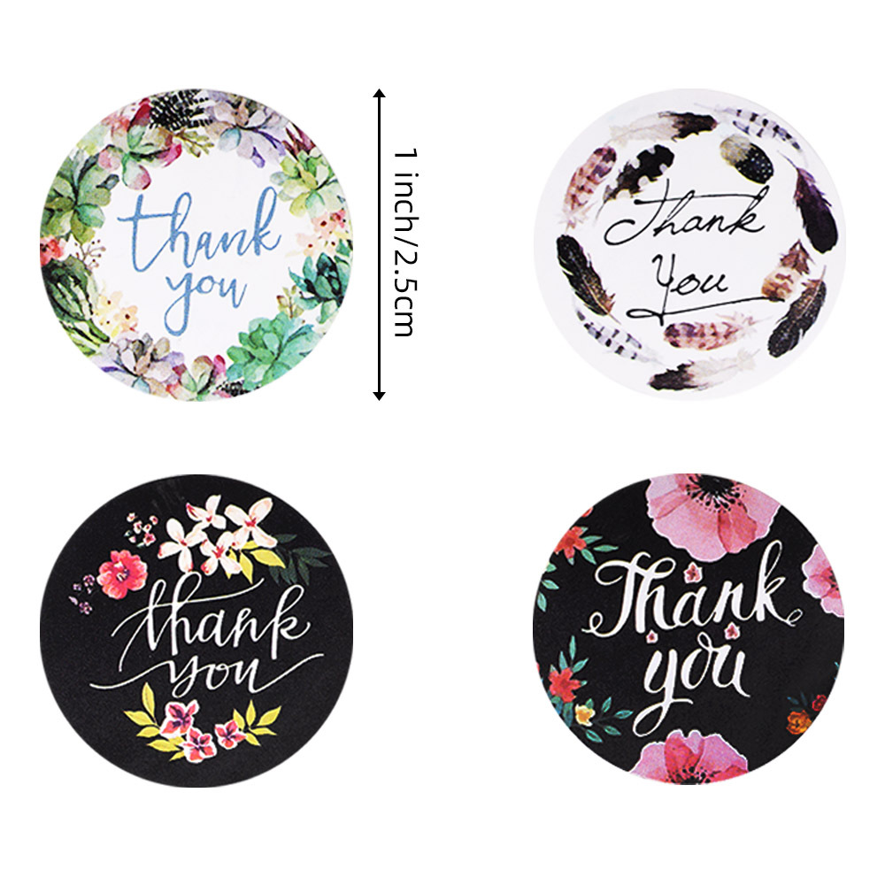 1 inch 50Pcs Round Flower Thank You Series Round Sticker Seal Labes Mutifunction DIY Decorative Package Labels for Baking