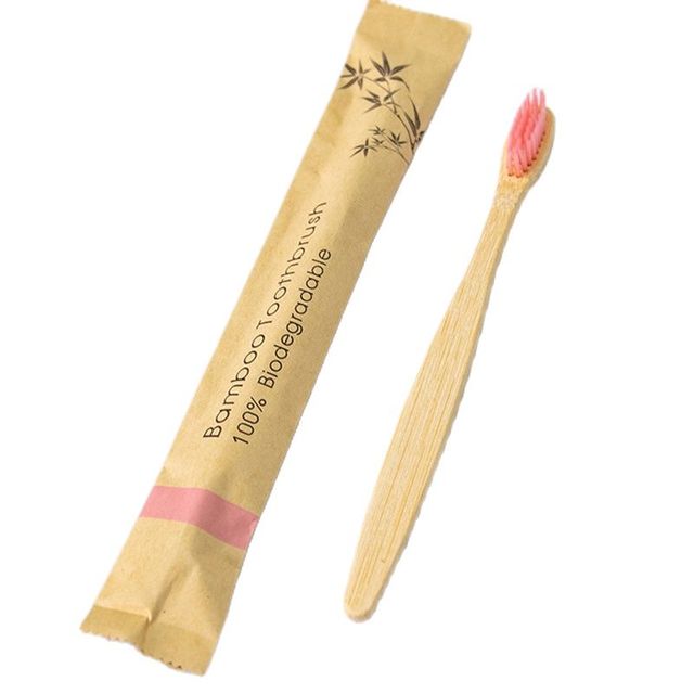 Cepillos de dientes de bambú reutilizables para adultos, cepillo dental suave de madera portátil, respetuoso con el medio ambiente, para viaje en casa, para Hotel, 100 Uds.: 100pcs Pink