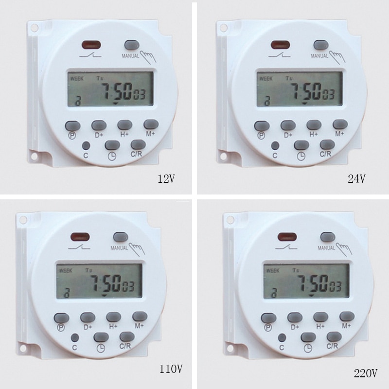 12V 220V Digital Timer Switch 7 Days Weekly Programmable Time Relay Programmer Built-in Rechargeable Battery