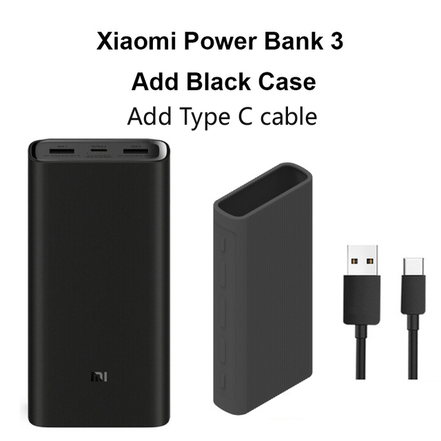 Xiaomi Power Bank 3 20000mAh Mi Powerbank USB-C 45W Portable Charger Dual USB Powerbank for Laptop Smart phone: Add case Type C