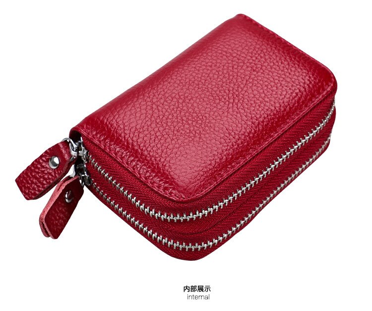 In vera Pelle Rfid Carta Del Raccoglitore della Chiusura Lampo delle Donne Piccolo Cambiamento Del Raccoglitore Della Borsa Per La Femmina Brevi Portafogli Con I Titolari di Carta Donna borsa: Kb 81 wine red