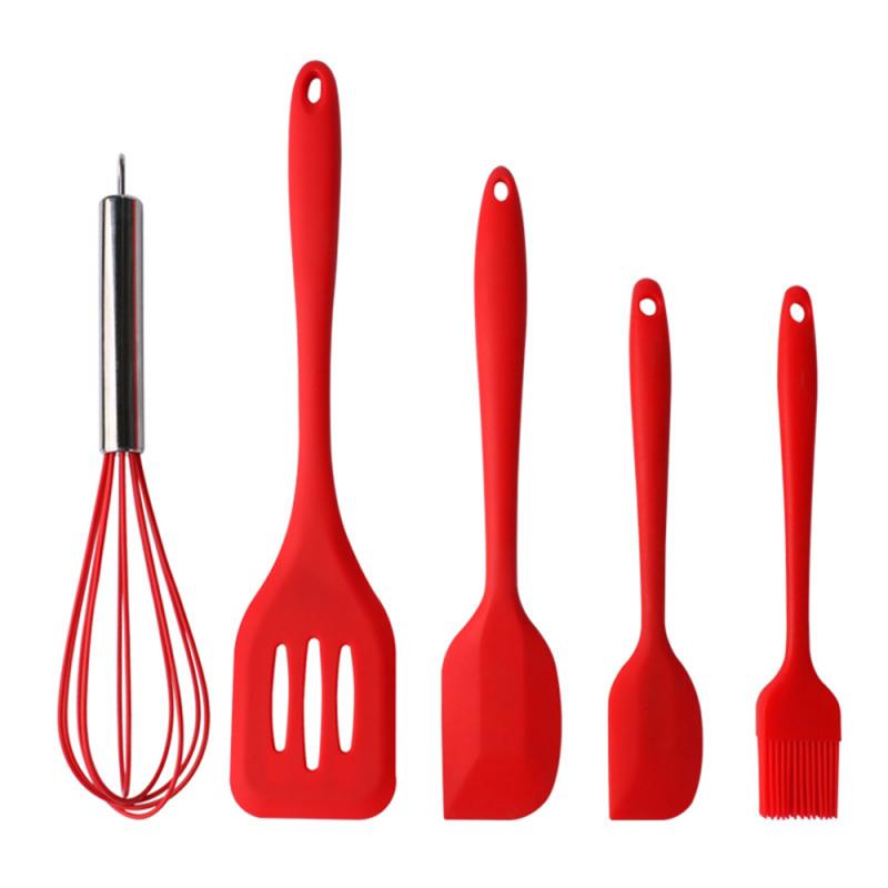 5 Pcs/set Silicone Cookware Set Nonstick Heat Resistant Kitchen Cooking Baking Tools Kit Utensils For Cooking Kitchen Accessory