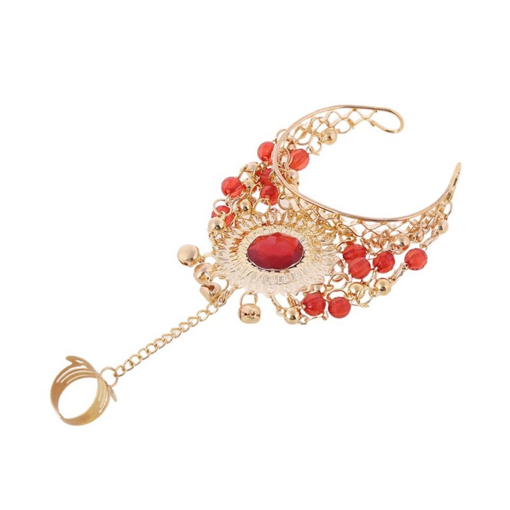 Shining Bracelet Ring Show Out Bead Bohemian Dance Accessories Belly Dance Costumes Diamond Bracelet Accessories: REDDISH BROWN