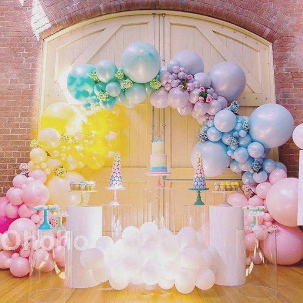 Ohoho Macaron Rainbow Pastel Balloon Arch Kit Kids Birthday Decoration Baby Shower Wedding Unicorn Party Decor Backdrop Globos