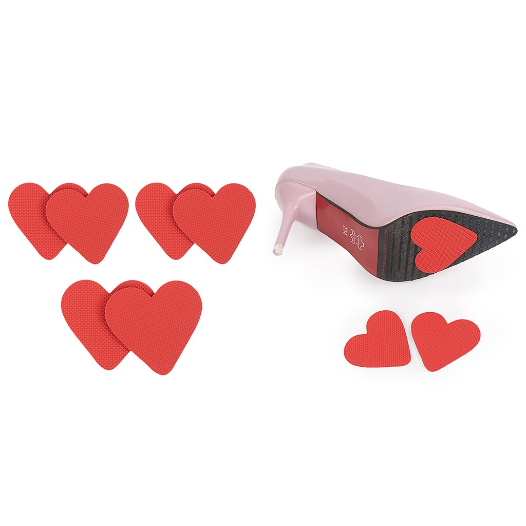 12pcs Women Lady Self-Adhesive Stick on Shoe Grip Pads Red Heart Non-slip Sole Protector