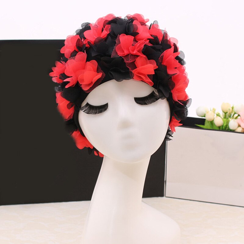 Swim Pool Swimming Cap Hat Free size for Women Petals Bathing Cap: Color8