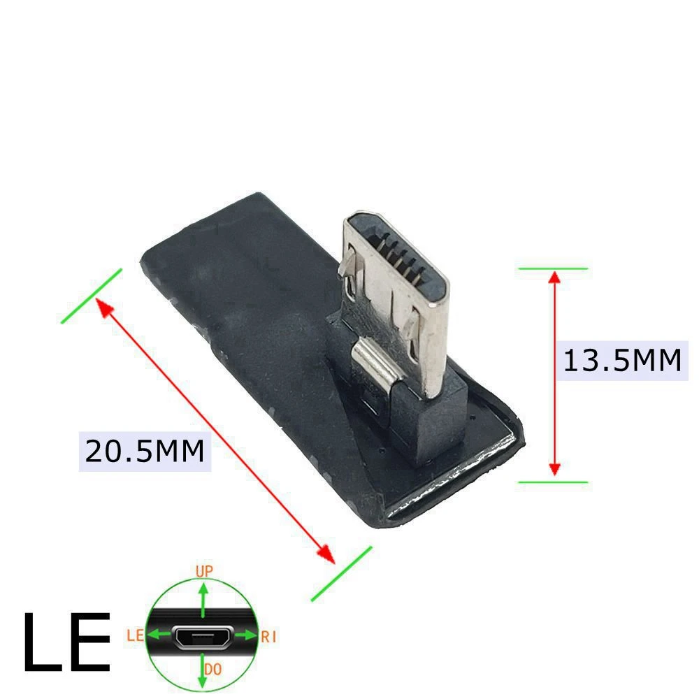 90 Degree USB Left Right Up Angled Micro 5pin Female to Micro USB Male Data Adapter to Mini Plug Plug Micro USB: Blue