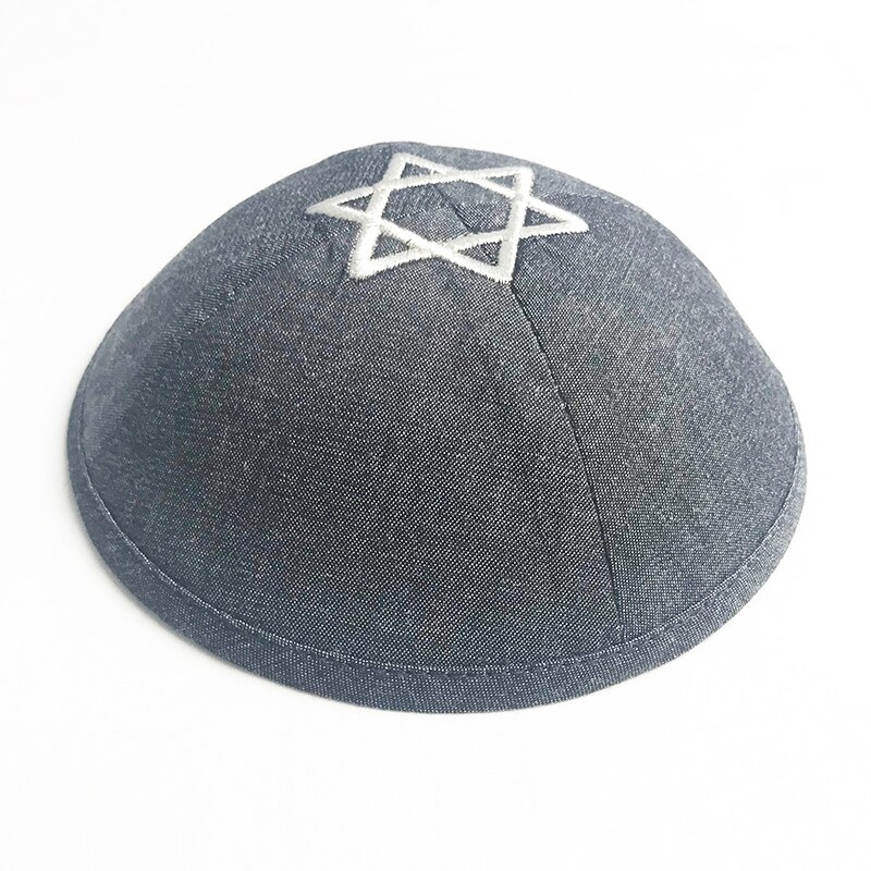 Linen Cotton Jeans Kippah Yarmulke Jewish Yamaka Kippa Israel Cap Judaica with clip: HNZST-grey