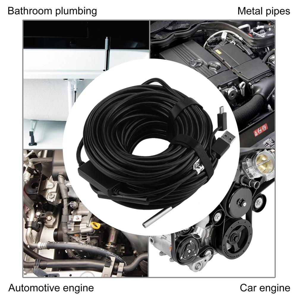 ANENG 20 metre 5.5mm USB endoskop ile 720P su geçirmez kamera boru araba muayene