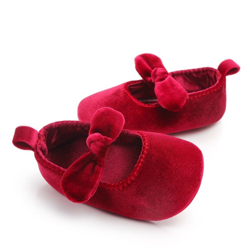Nyfødte baby spædbarn baby krybbe sko bløde sål forvandrere anti-slip sneakers barnevogn stof sko med pandebånd til jul