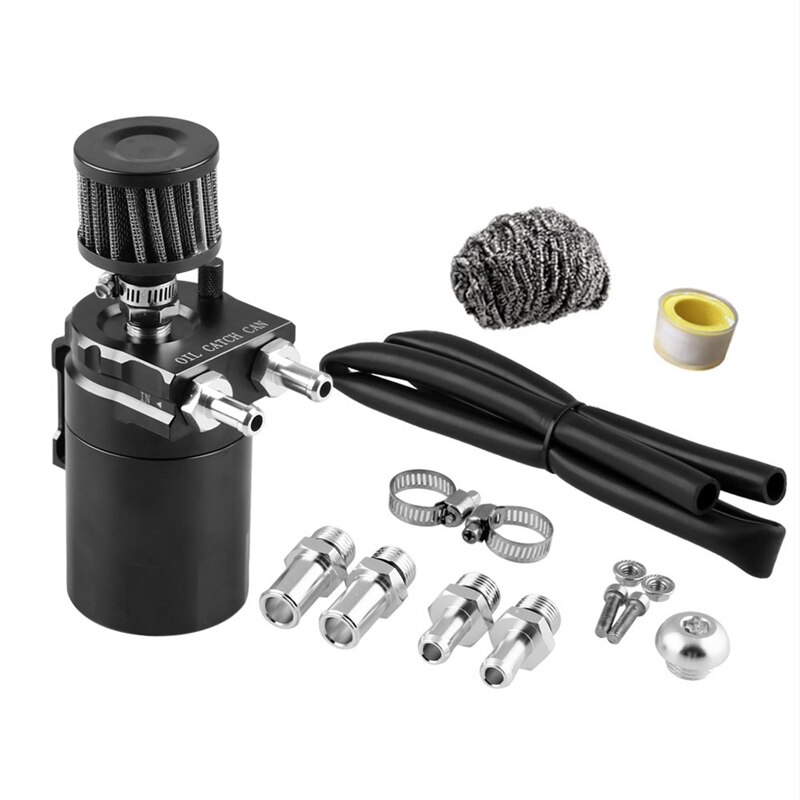 Oil Catch Can Air Breather Tank Filter Baffled Universal Black: Default Title