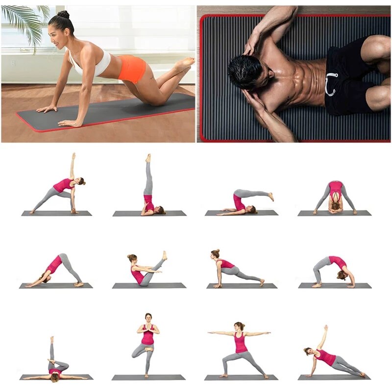 10mm extra dicke yogamatten, 183cm*61cm rutschfeste nbr-fitnesskissenmatten, pilates-fitnessmatten, geschmacksneutrale trainingsmatten für fitnessstudio und yoga