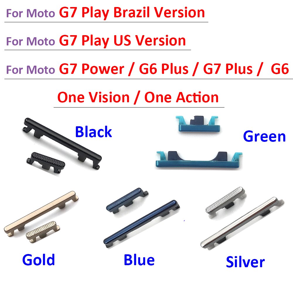Przyciski boczne moc + przyciski głośności zamiennik dla Motorola Moto One Vision / One Action / G6 G7 Play Plus / G7 Power