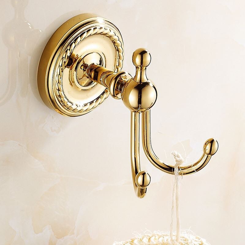 Robe Hooks golden/Antique Brass Coat Hook Clothes Towel Hangers Storage Door Hook Wall Bathroom Accessories Black Bath Rack