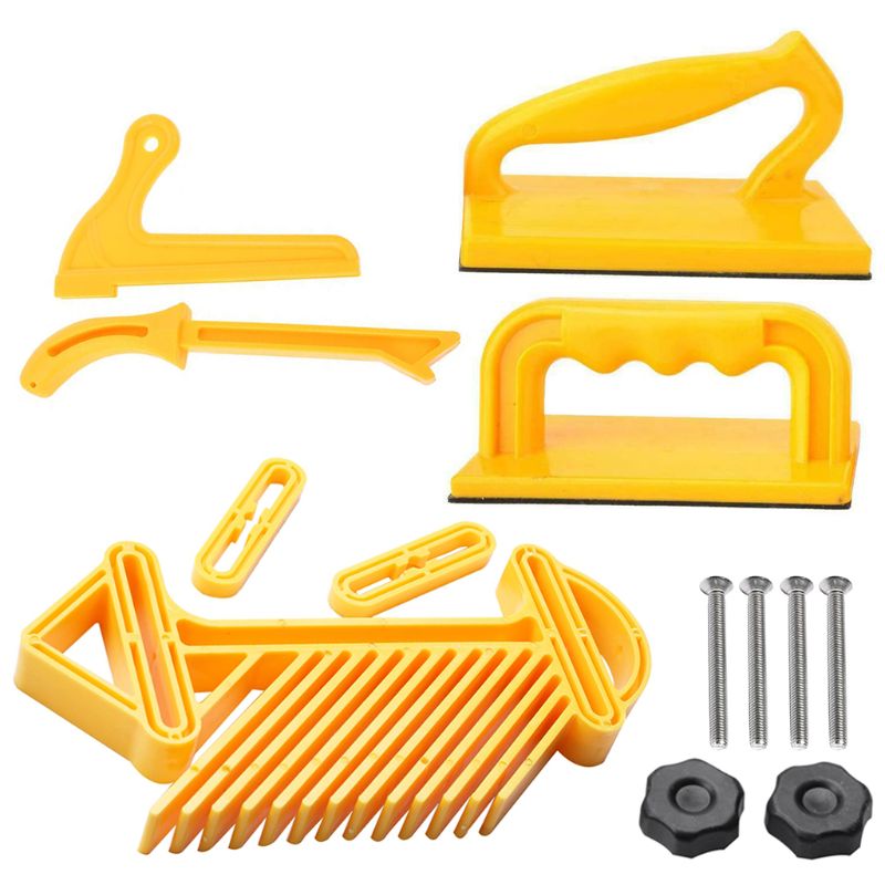 Kit 5 Pièces Bâtons De Bloc-Poussoir Sécurité Pour Table De Router - Outils Bois Plastique Jaune