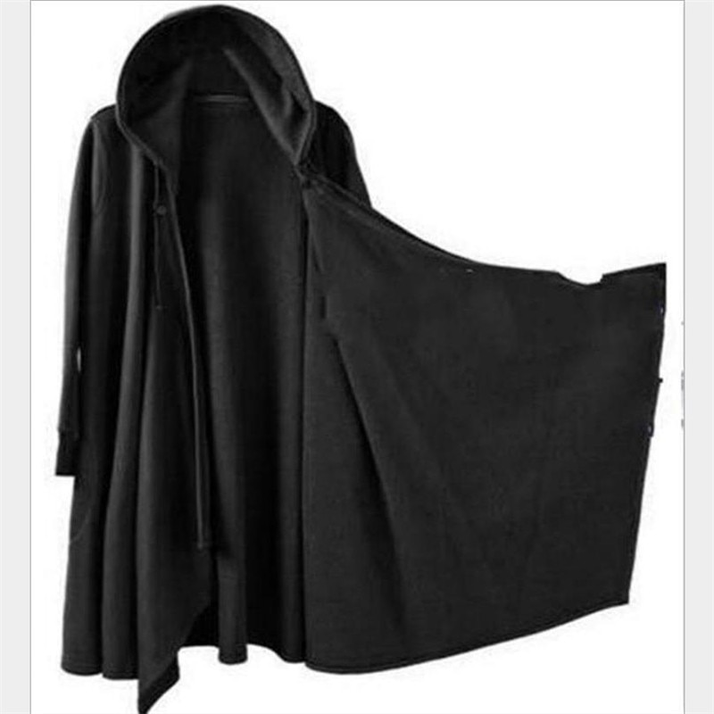 Mens Loose Cape Hooded Long Sleeve Robe Top Cosplay Man Hip Hop Coats Male Hoodie Cotton Streetwear Hombre Jackets
