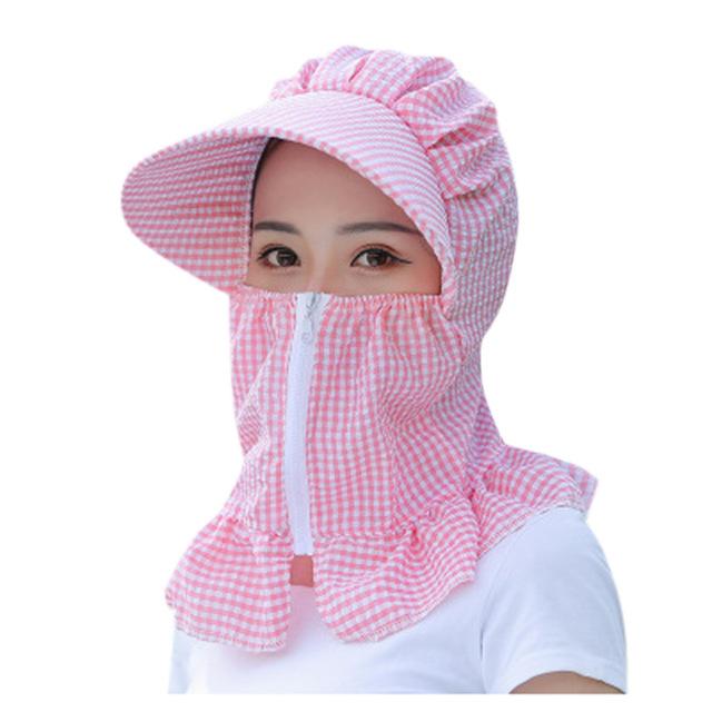 Afneembare zonnehoed voor volwassenen, dames, buitenshuis, met rits, print, beschermhoed met klep, druppels, beschermkappen: D