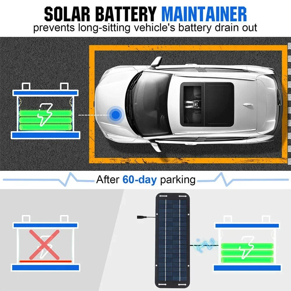 30W Solar Panel 12V Trickle Charger Battery Charger Set/Kit With Double-Headed Clip And USB Female Cable Maintainer Boat Car RV