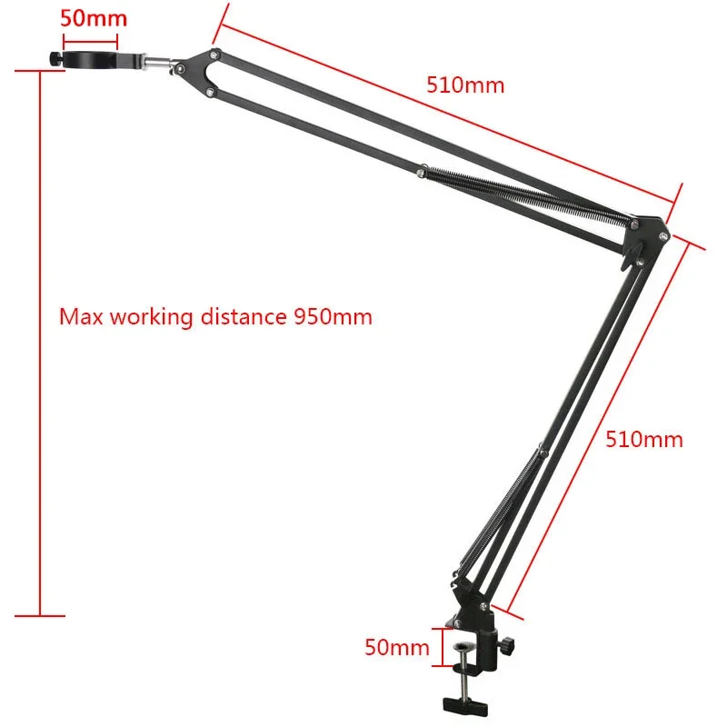 37cm/51cm Adjustable Industry Solder Digital Microscope Camera Desktop Clamp Cantilever Stand Video Recorder Spring Arm Bracket: grey