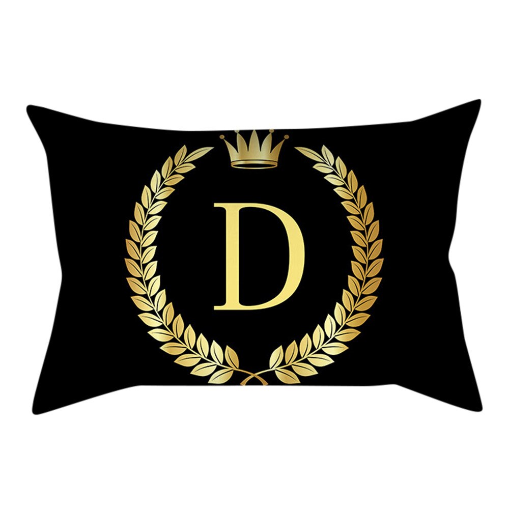 Or noir lettre taie d'oreiller oreillers décoratifs pour canapé housse de coussin taie d'oreiller pour la décoration intérieure Cojines Decorativos Para Sofá