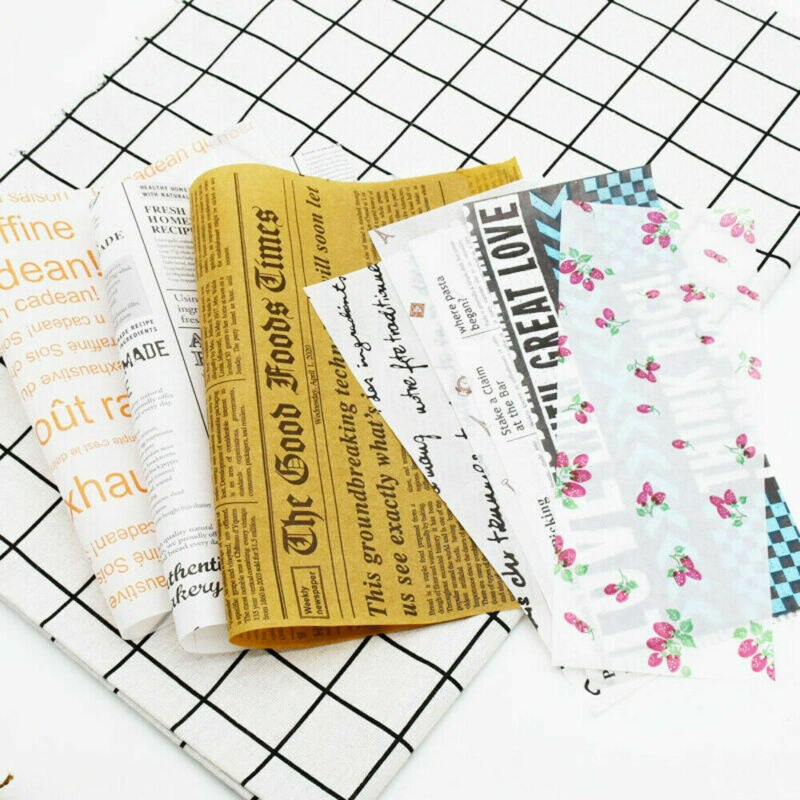 50Stck Wachs Papier Lebensmittel Klasse Fett Papier Lebensmittel Verpackung Verpackung Papier Für Brot Sandwich Burger Frites Ölpapier Backen Werkzeuge