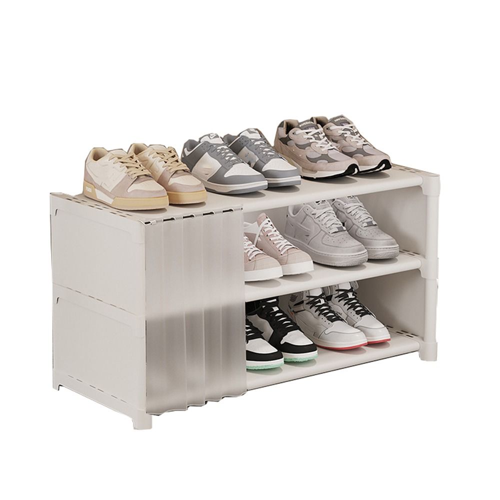 Zapatero largo con cubierta a prueba de polvo, gran capacidad, armario de zapatos de pie libre, doble fila, fácil de instalar, estante de almacenamiento de zapatos: Caqui oscuro