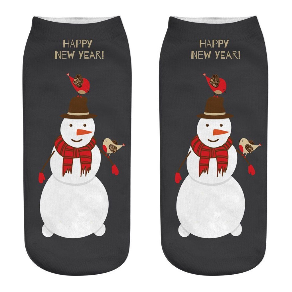 Christmas Tree Snow Elk Cotton Happy Socks Peonfly Autumn Winter Christmas Socks Men Funny Year Santa Claus: L