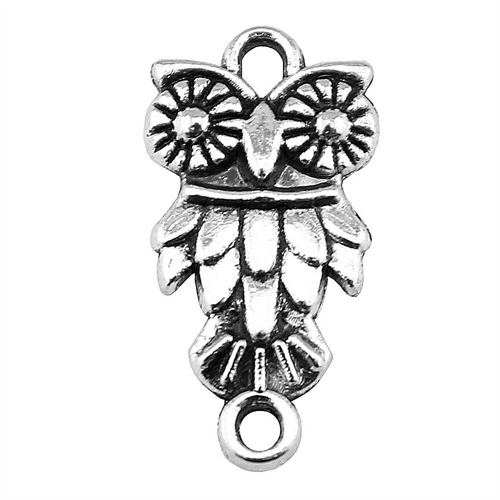 Wysiwyg 20 stuks 21 x 11mm antieke bronzen uil connector hanger uil connector bedel hanger uil hangers connector: Antiek verzilverd