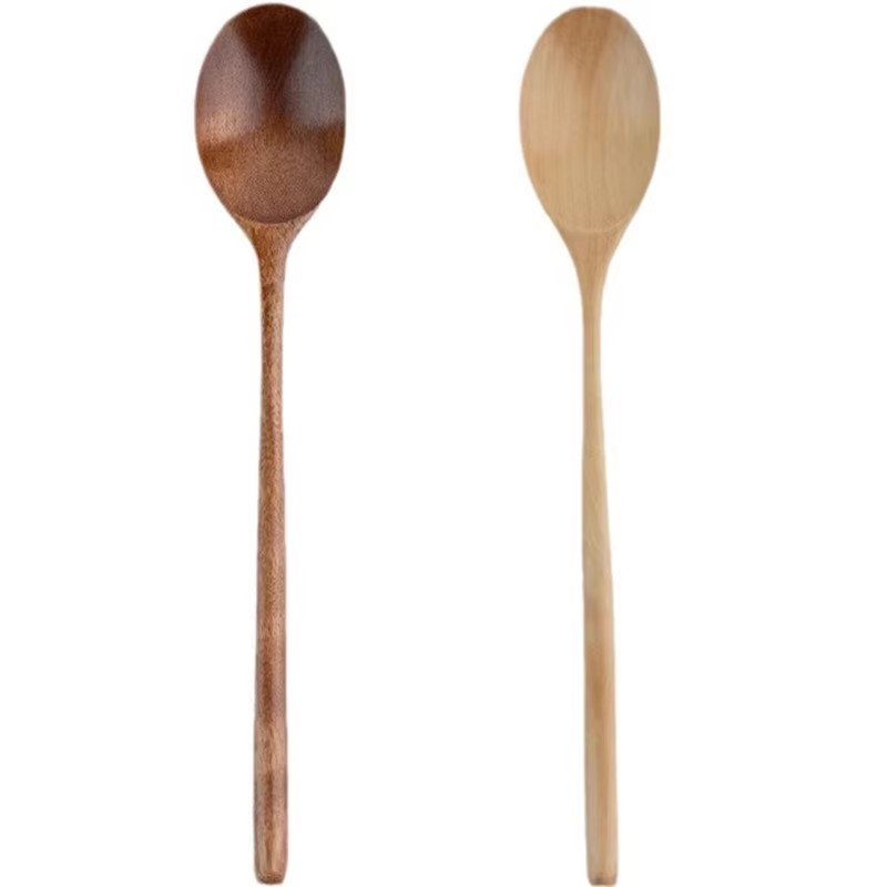 Colheres de chá de madeira longas utensílios de cozinha para sopa chá mel mexendo colher concha colher de sopa e garfo