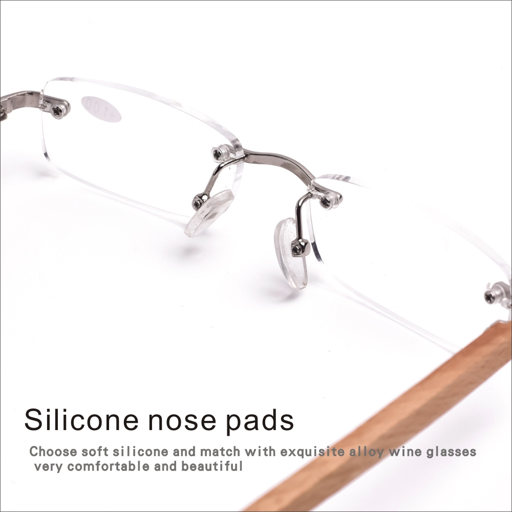 Gafas de lectura sin montura para hombre y mujer, lentes de aumento, madera, acrílico transparente