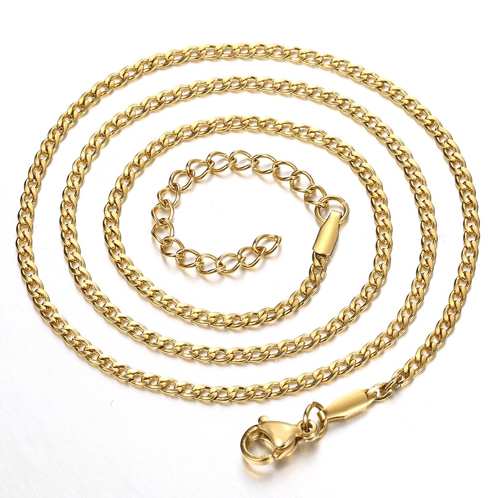 2Mm Rvs Curb Ketting Voor Mannen Vrouwen Goud Zilver Kleur 18Inch Extension Link Mode-sieraden DKNM179