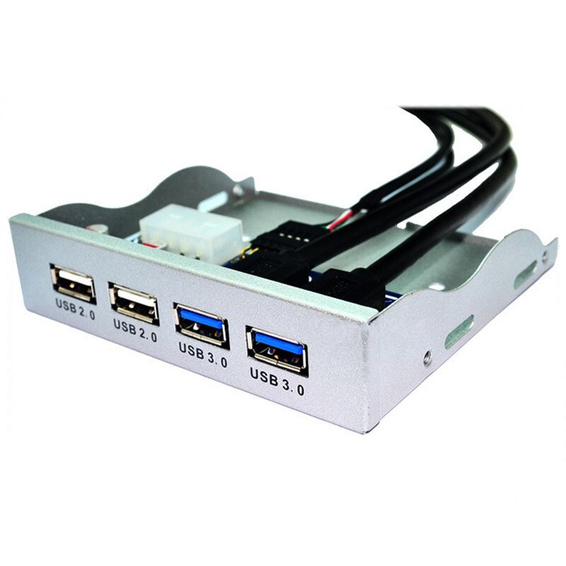 H1111z hub usb 2.0 usb 3.0 4 poort frontpaneel usb 3.0 hub splitter interne combo bracket adapter voor desktop 3.5 inch floppy bay: Zilver