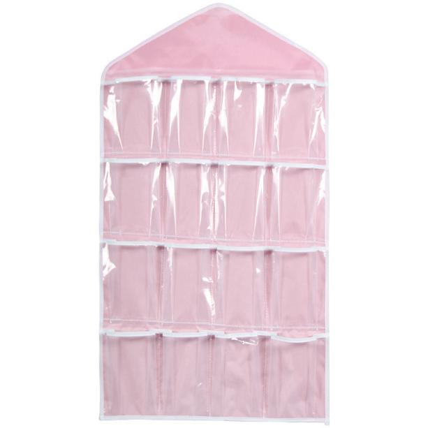 Top Selling Wardrobe 16Pockets Socks Clear Hanging Bag Bedromm Organizer Tools Underwear Bra Storage Organizers: D