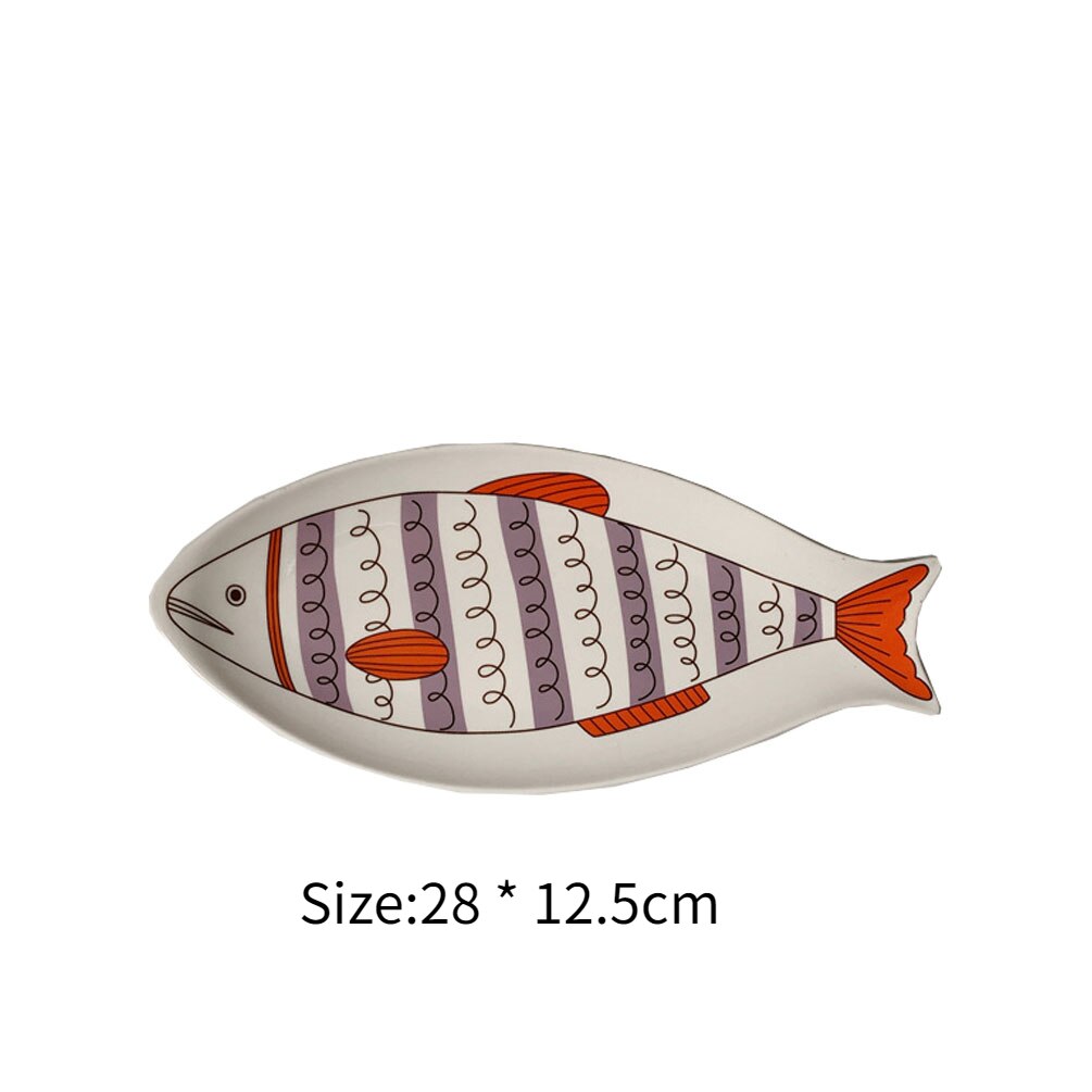 LadyCC Lovely Fish Plate Japanese Style Personality Home Northern European Wind Fish Plate Dish Dish with Fish Plate: B-large