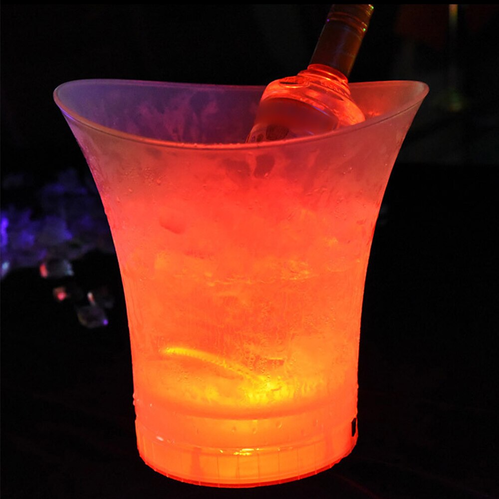 Seau à glace en plastique étanche, 5l, 7 couleurs, LED, pour Bars, boîtes de nuit, éclairage LED, seau à Champagne, bière, fête nocturne