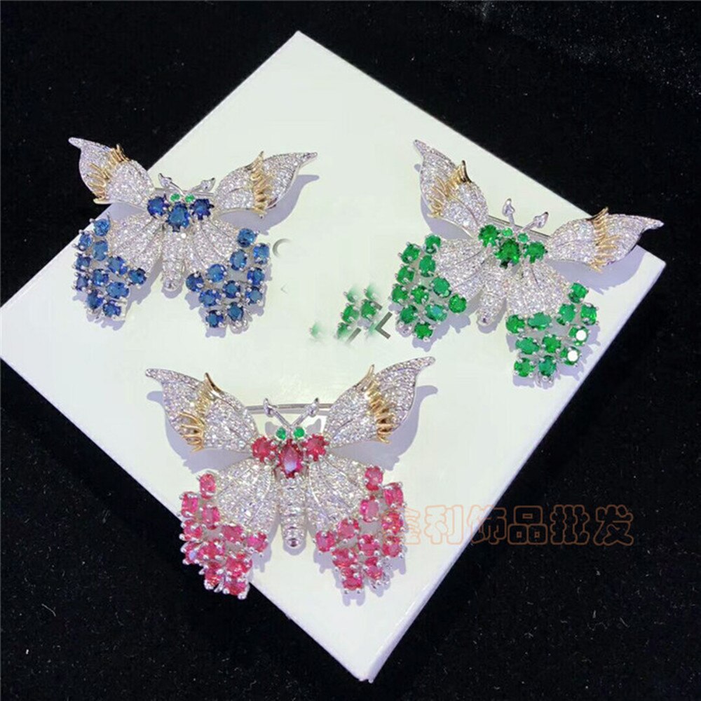 FPPJ Butterfly Brooch - Rose Gold Metal - Zircon Stone - Women's Jewelry - Classic Style