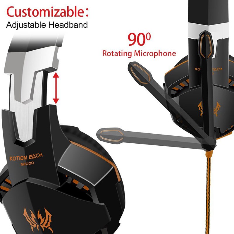 KOTION chaque Casque de jeu Casque basse profonde stéréo jeu Casque avec Microphone lumière LED pour PS4 ordinateur portable PC Gamer