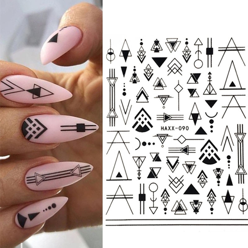 1 Stuks Nail Stickers 3D Gemengde Bloemen Geometrische Nail Art Adhensive Sticker Decals Bloemen Manicuring Decoratie Tip