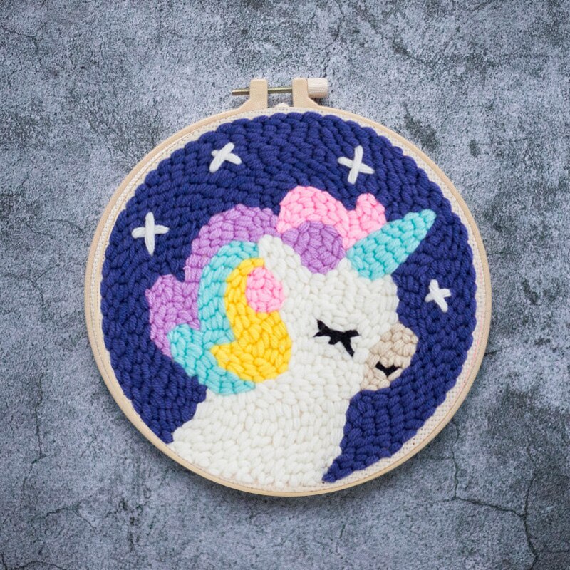 Cartoon Penguin DIY Punch Needle Embroidery Kit for Beginner Needlework Handmade Embroidery Painting Sewing Craft Home Decor: 7 / punch needle kit