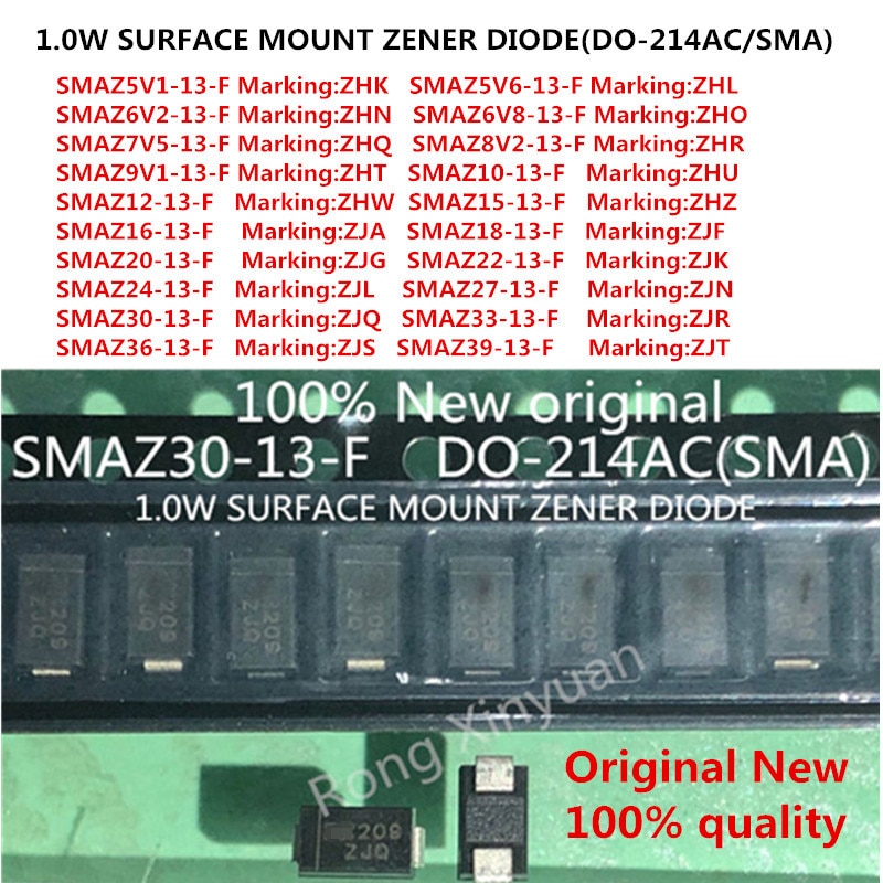 20 sztuk SMAZ5V1-13-F SMAZ5V6 SMAZ6V2-13-F SMAZ6V8 SMAZ7V5-13-F SMAZ8V2 SMAZ9V1-13-F SMAZ10 SMAZ12-13-F SMAZ15 SMAZ16-13-F SMAZ18